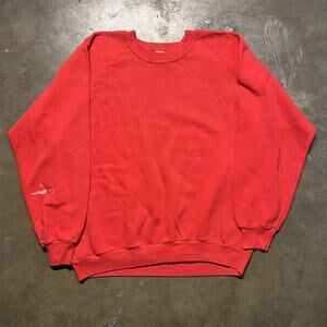 Vintage 80s Jerzees Russell Red Blank Raglan Sweatshirt